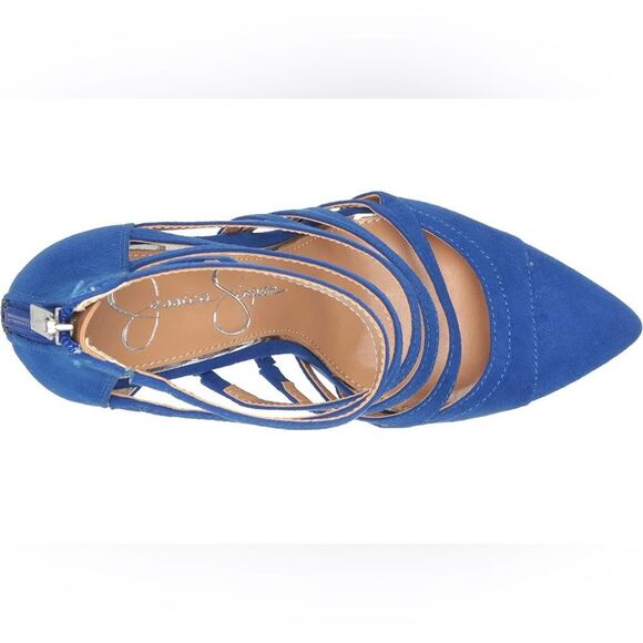 Jessica Simpson Parminda Royal Blue Pointed Toe Stiletto Heeled Strappy Pumps - Picture 4 of 9